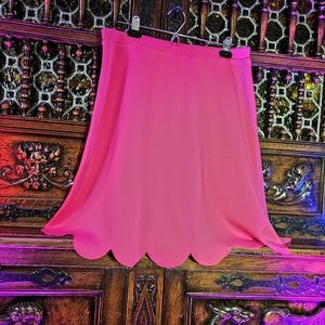 Vibrant Pink Scalloped Midi Skirt